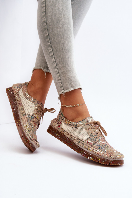 Raštuotas batai Moteriškas Tai turiciejka 06347-04 smėlio spalvos