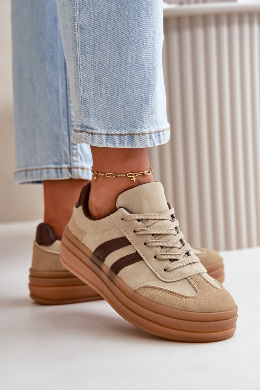 Sneakers modelio batai Moteriškas su platforma rudos spalvos Nesonice