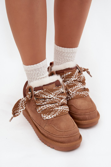 iš zomšos sniego batai Moteriškas su kailiuku I Grubym Suvarstymasm Vinceza 97963 rudos spalvos