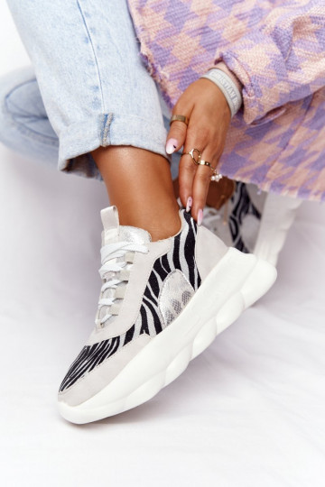 Moteriškas Sportinio stiliaus batai su platforma Lu Boo pilkos spalvos