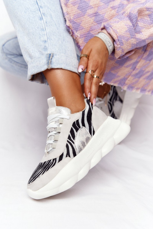 Moteriškas Sportinio stiliaus batai su platforma Lu Boo pilkos spalvos