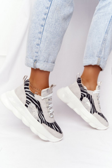 Moteriškas Sportinio stiliaus batai su platforma Lu Boo pilkos spalvos 2