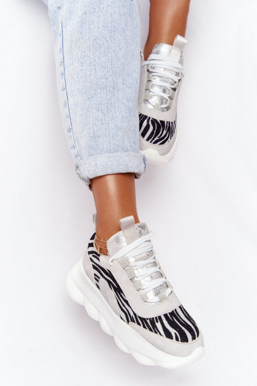 Moteriškas Sportinio stiliaus batai su platforma Lu Boo pilkos spalvos