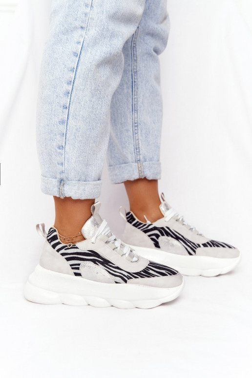 Moteriškas Sportinio stiliaus batai su platforma Lu Boo pilkos spalvos