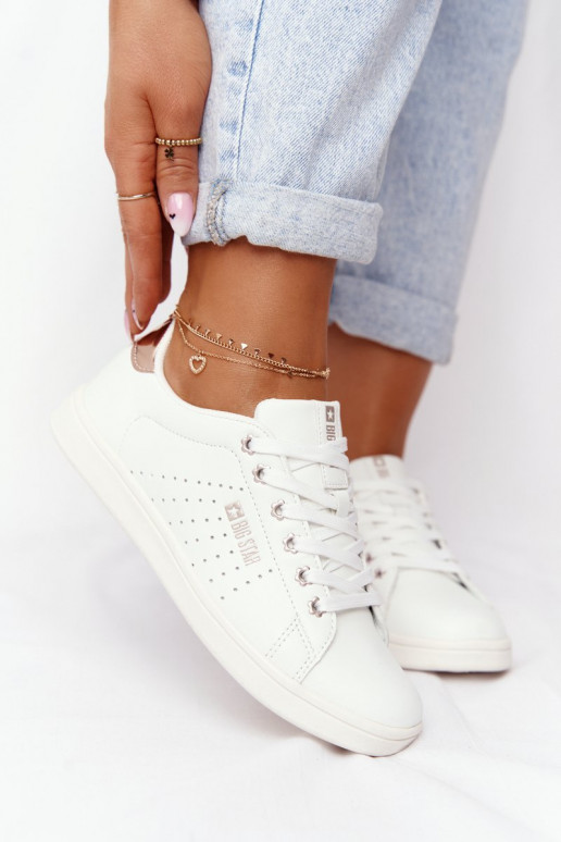 Įjungtatūralios odos sportbačiai BIG STAR DD274583 Baltos-varinės spalvos