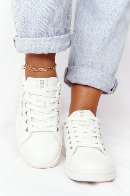 Įjungtatūralios odos sportbačiai BIG STAR DD274583 Baltos-varinės spalvos