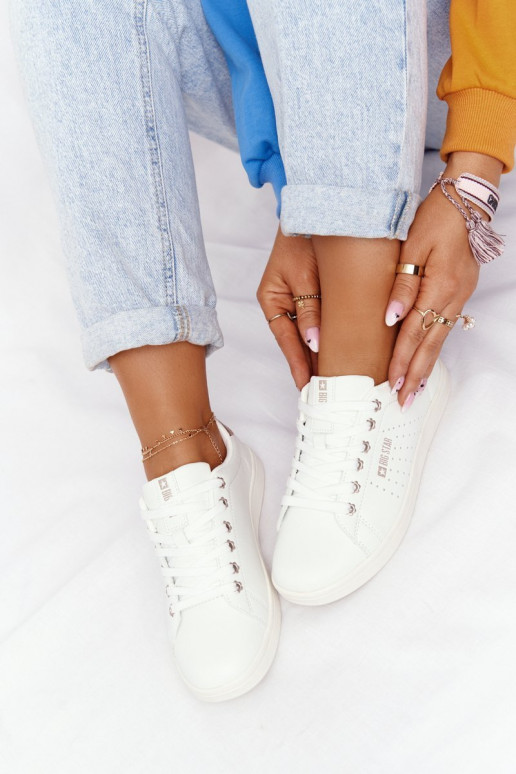 Įjungtatūralios odos sportbačiai BIG STAR DD274583 Baltos-varinės spalvos