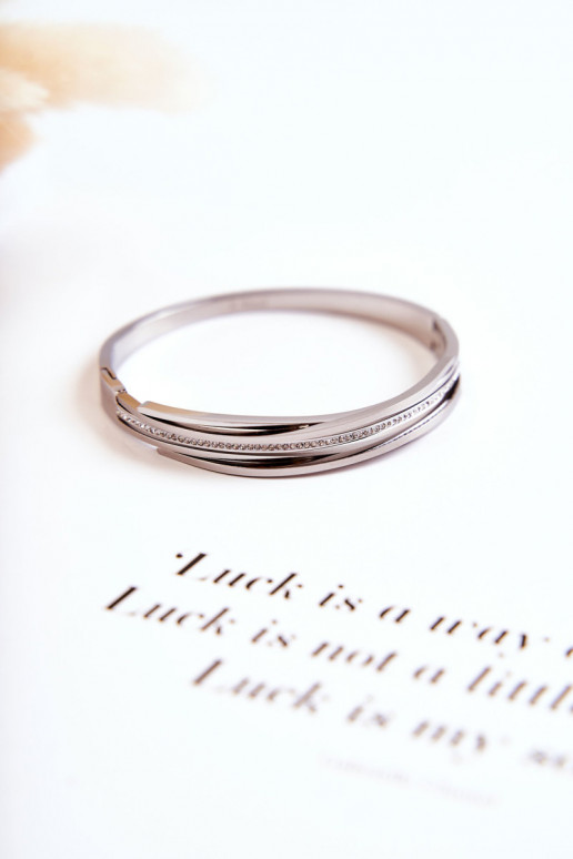 Apyrankė Plienas su tviskančiomis akutėmis sidabro spalvos Myrens