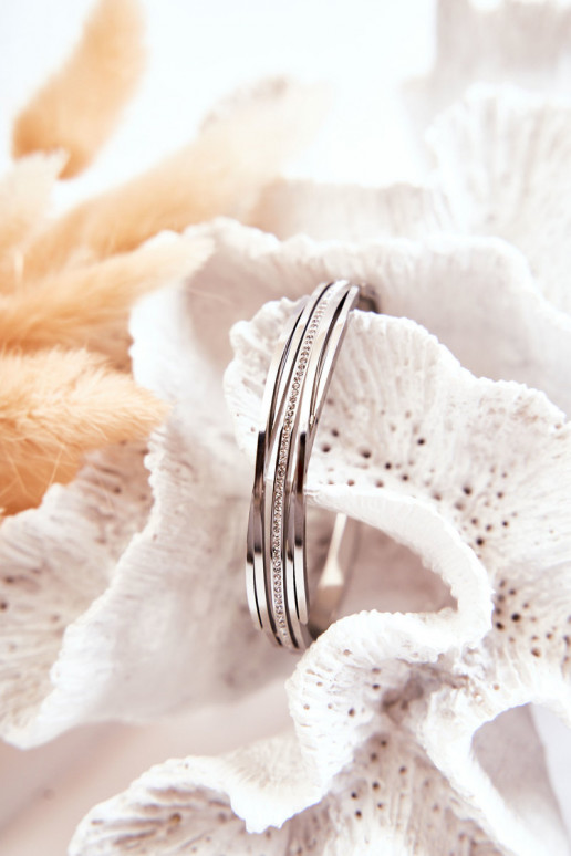 Apyrankė Plienas su tviskančiomis akutėmis sidabro spalvos Myrens