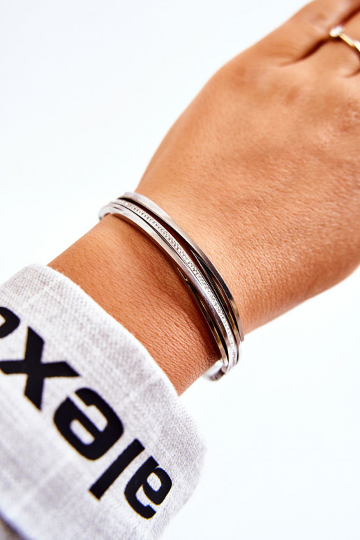 Apyrankė Plienas su tviskančiomis akutėmis sidabro spalvos Myrens