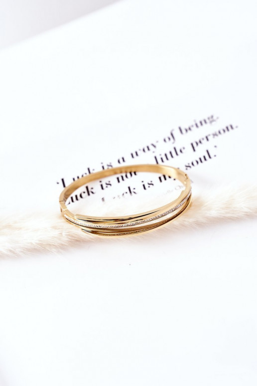 Plieno apyrankė su tviskančiomis akutėmis aukso spalvos