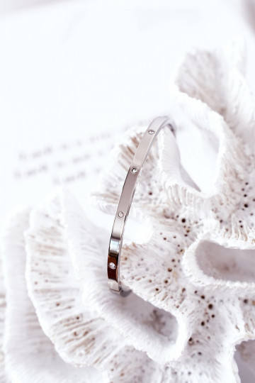 Plieno apyrankė su tviskančiomis akutėmis sidabro spalvos