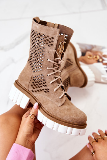 Oda Aukštas Darbiniai kulkšnies batai Nicole rudos spalvos 2706 2