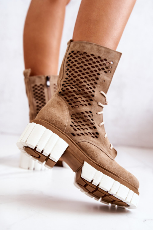 Oda Aukštas Darbiniai kulkšnies batai Nicole rudos spalvos 2706