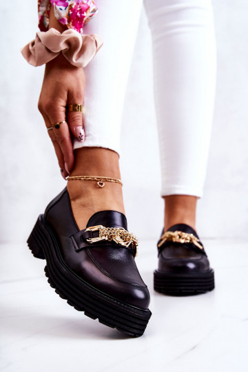 Moteriškas batai aukso spalvos Ozdoba Oda Laura Messi 2383 juodos spalvos