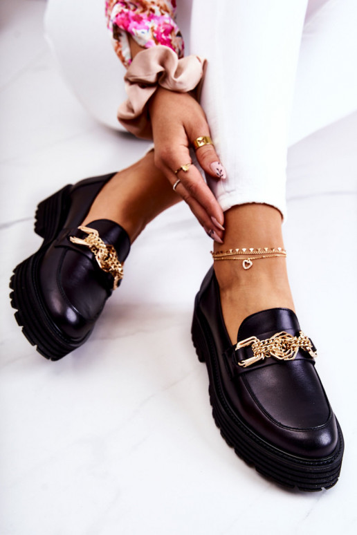 Moteriškas batai aukso spalvos Ozdoba Oda Laura Messi 2383 juodos spalvos