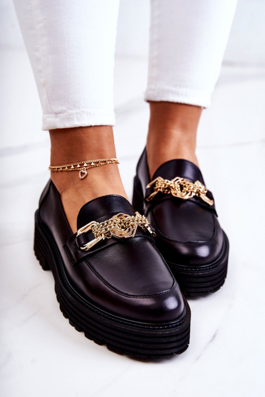 Moteriškas batai aukso spalvos Ozdoba Oda Laura Messi 2383 juodos spalvos