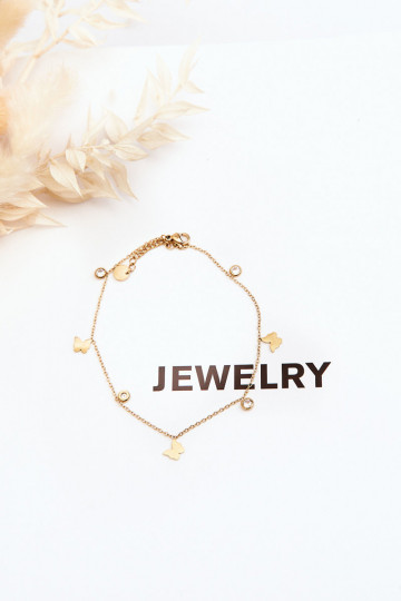 Kojų apyrankė Su drugeliais aukso spalvos 2