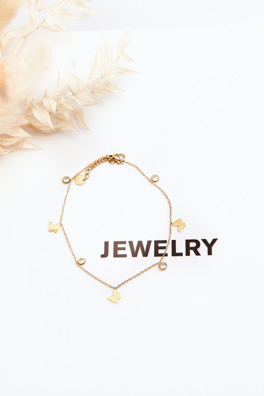 Kojų apyrankė Su drugeliais aukso spalvos