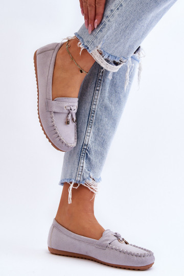 Klasikiniai zomšiniai mokasinai pilkos spalvos Good Time 2