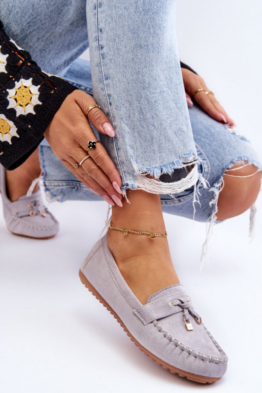 Klasikiniai zomšiniai mokasinai pilkos spalvos Good Time