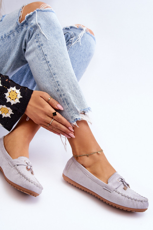 Klasikiniai zomšiniai mokasinai pilkos spalvos Good Time