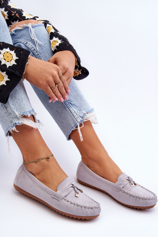 Klasikiniai zomšiniai mokasinai pilkos spalvos Good Time