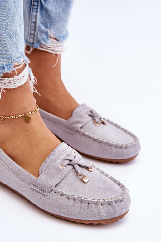 Klasikiniai zomšiniai mokasinai pilkos spalvos Good Time