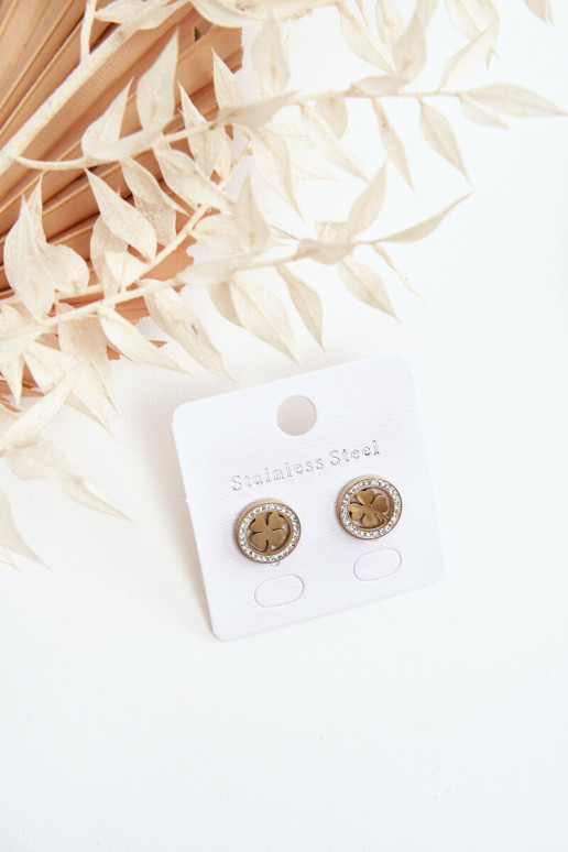 Nerūdijančio plieno dobilų auskarai aukso spalvos