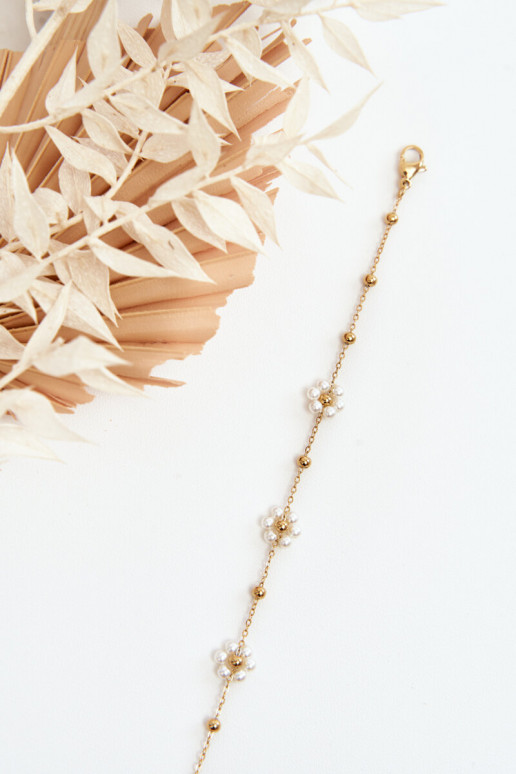 Tai turidingi Apyrankė Su baltomis gėlėmis aukso spalvos