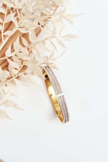 Apyrankė iš nerūdijančio plieno su tviskančiomis akutėmis aukso spalvos 2