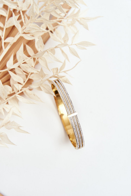 Apyrankė iš nerūdijančio plieno su tviskančiomis akutėmis aukso spalvos