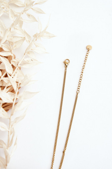 Moteriška grandinėlė Šarvuotis su baltomis gėlėmis aukso spalvos 2