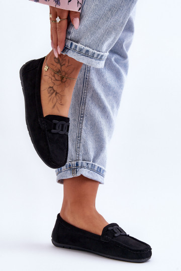 Moteriškas Tai turidingi Zomšiniai mokasinai juodos spalvos Rabell