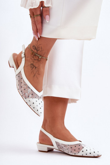 Balerinos su taškeliais baltos spalvos Adore