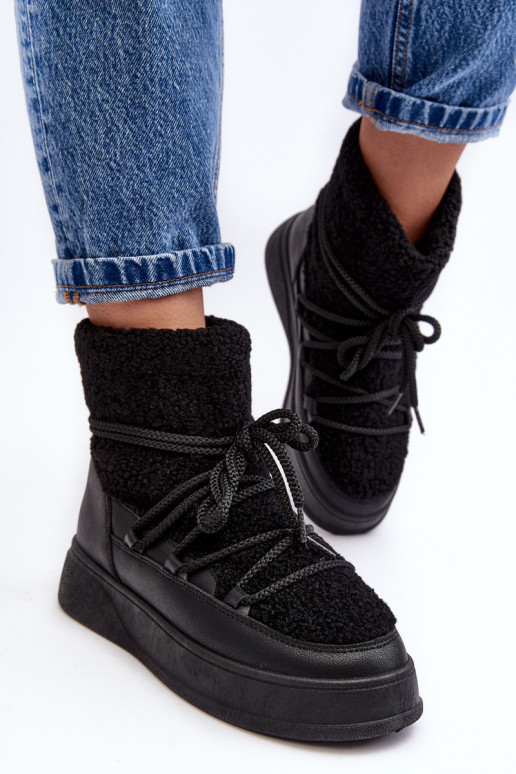 Moteriškas sniego batai su platforma juodos spalvos Ahatissa