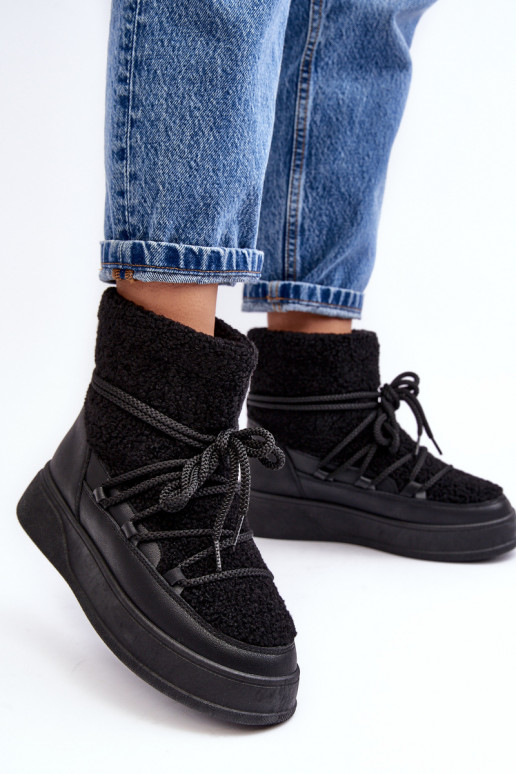 Moteriškas sniego batai su platforma juodos spalvos Ahatissa