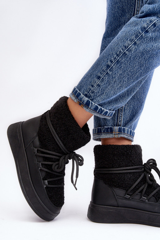 Moteriškas sniego batai su platforma juodos spalvos Ahatissa