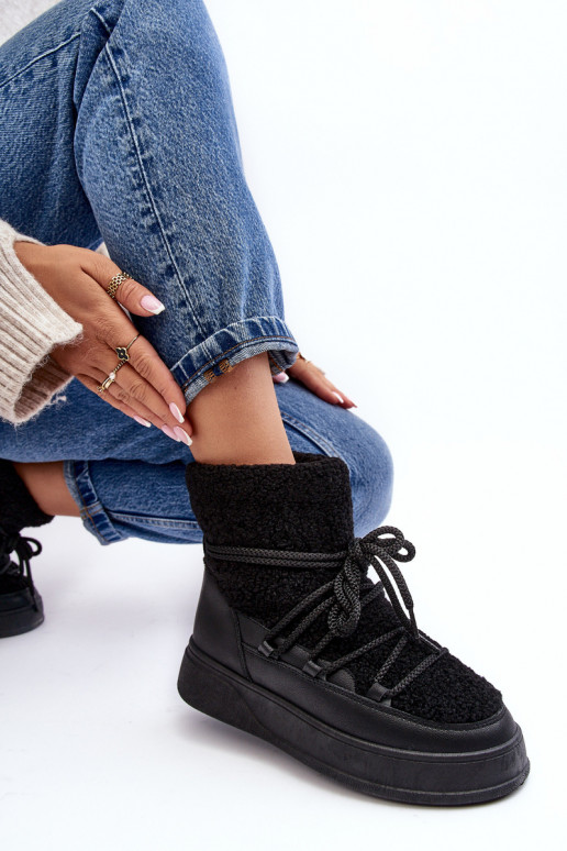 Moteriškas sniego batai su platforma juodos spalvos Ahatissa