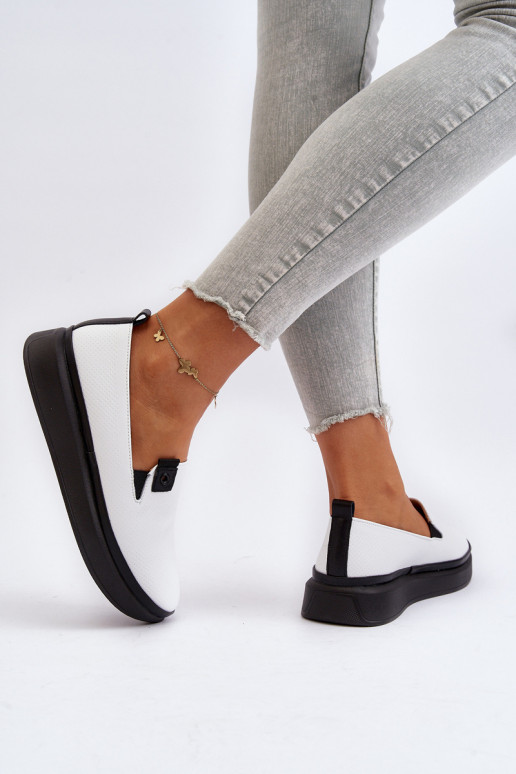 Moteriškas espadrilės Oda su platforma baltos spalvos Tigera