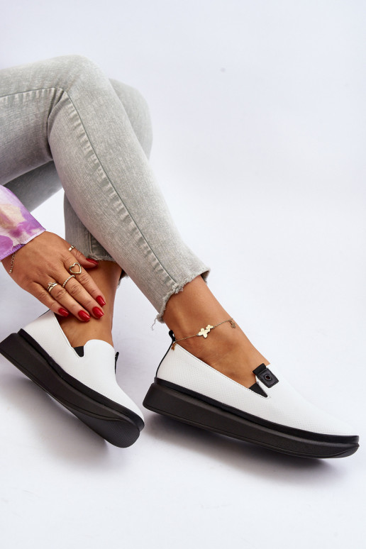 Moteriškas espadrilės Oda su platforma baltos spalvos Tigera