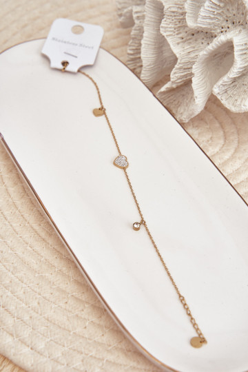 Kojų apyrankė Su Širdelėmis aukso spalvos