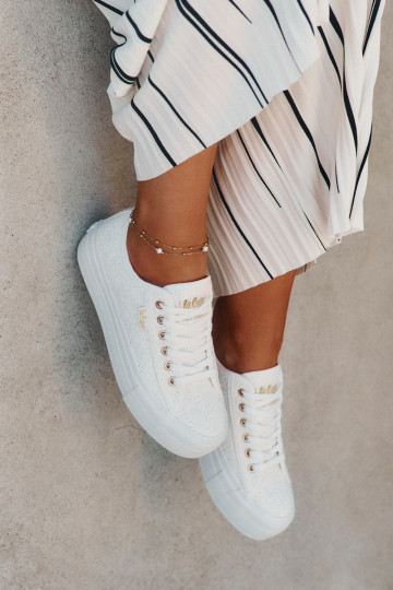 Laisvalaikio bateliai su nėriniais Lee Cooper LCIN-25-31-3438L baltos spalvos