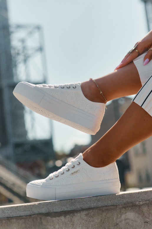 Laisvalaikio bateliai su nėriniais Lee Cooper LCIN-25-31-3438L baltos spalvos