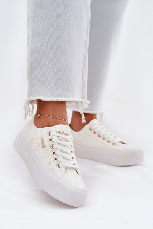 Laisvalaikio bateliai su nėriniais Lee Cooper LCIN-25-31-3438L baltos spalvos