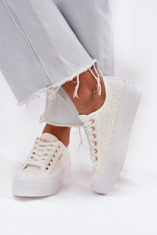 Laisvalaikio bateliai su nėriniais Lee Cooper LCIN-25-31-3438L baltos spalvos