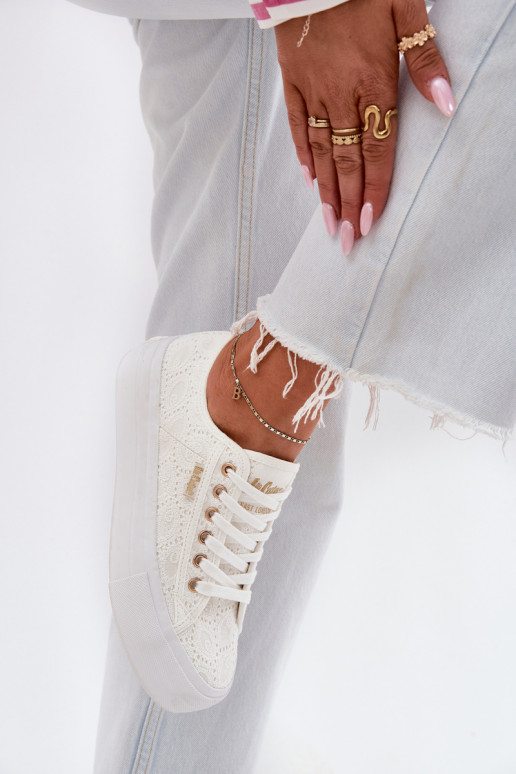 Laisvalaikio bateliai su nėriniais Lee Cooper LCIN-25-31-3438L baltos spalvos