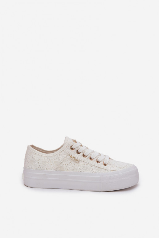 Laisvalaikio bateliai su nėriniais Lee Cooper LCIN-25-31-3438L baltos spalvos
