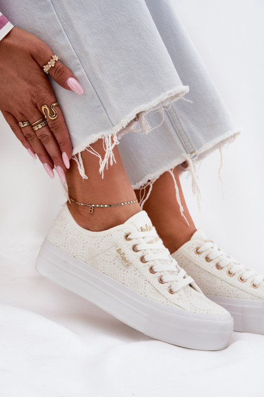 Laisvalaikio bateliai su nėriniais Lee Cooper LCIN-25-31-3438L baltos spalvos