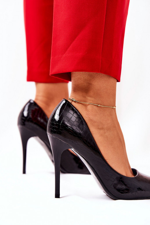 aukštakulniai bateliai gyvatės raštais juodos spalvos Tissoria